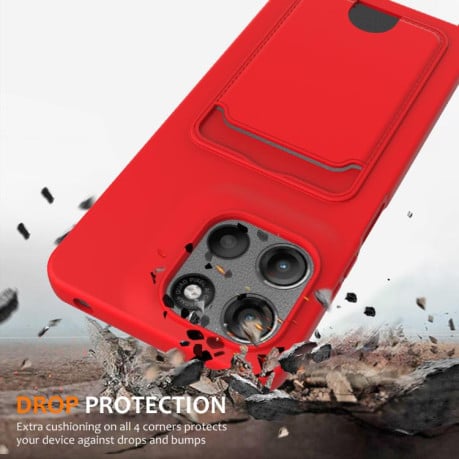 Силіконовий чохол Integrated Card Bag Solid Color Liquid Silicone на Motorola Moto G15/G15 Power 4G - червоний