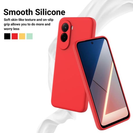 Силіконовий чохол Solid Color Liquid Silicone на Xiaomi Poco M7 4G 169mm — червоний