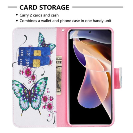 Чохол-книжка Colored Drawing Pattern для Xiaomi Redmi Note 11 Pro 5G (China)/11 Pro+ - Peach Blossom Butterfly