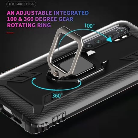 Противоударный чехол 360 Degree Rotating Ring Holder на Xiaomi Mi Note 10 Lite - черный