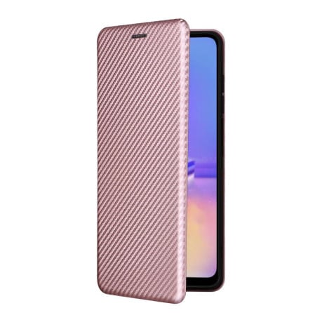 Чохол-книжка Carbon Fiber Texture на Samsung Galaxy A07 4G - рожевий
