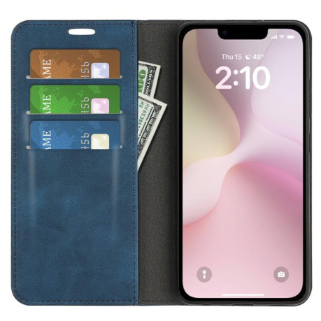 Чехол-книжка Retro Skin Feel Business Magnetic на iPhone 16e - синий