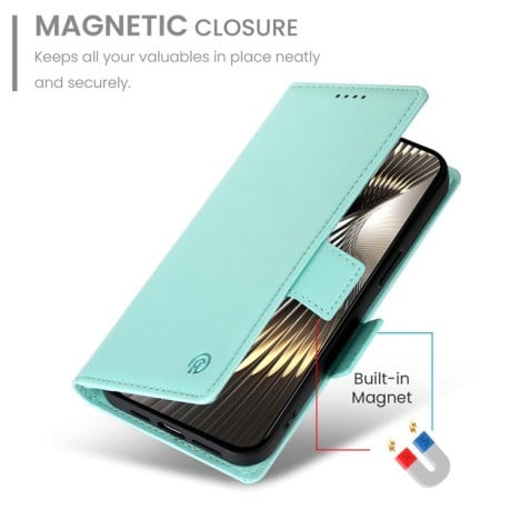 Чехол-книжка Side Buckle Magnetic Frosted Leather для Xiaomi Poco F7 - зеленый