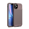 Противоударный чехол Carbon Fiber Texture на iPhone 11-коричневый