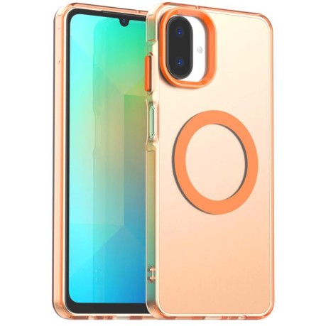 Противоударный чехол Candy Magsafe PC Hybrid TPU для Samsung Galaxy A07 4G - оранжевый