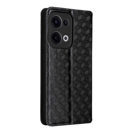 Чохол-книжка Cubic Grid Texture Flip Leather для OPPO Reno13 5G - чорний