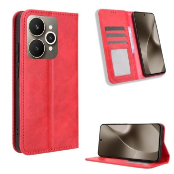 Чехол-книжка Magnetic Buckle Retro Crazy Horse Texture на Realme 15 SEA — красный