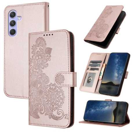 Чехол-книжка Totem Embossed Magnetic Leather на Samsung Galaxy A55 - розовое золото