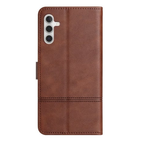 Чехол-книжка Cowhide Texture Stitching Leather на Samsung Galaxy A56 5G - кофейный