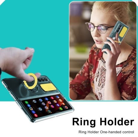 Противоударный чехол Sliding Camera with Ring Holder для Samsung Galaxy Fold4 5G - фиолетовый