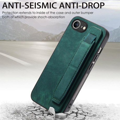 Протиударний чохол Wristband Leather Back для iPhone 16e - зелений