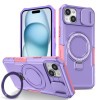 Противоударный чехол Sliding Camshield Magsafe Holder для iPhone 15 - розово-фиолетовый