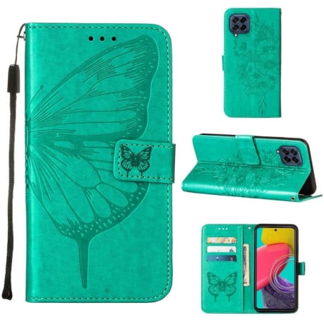Чохол-книжка Embossed Butterfly для Samsung Galaxy M33 5G - зелений