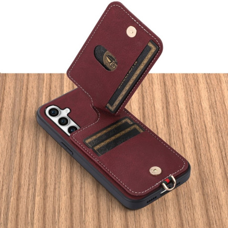 Противоударный чехол ABEEL Litchi Texture Card Bag для Samsung Galaxy S23 FE 5G - фиолетовый