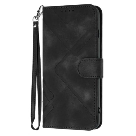 Чехол-книжка Line Pattern Skin Feel Leather для Xiaomi Poco F7 - черный
