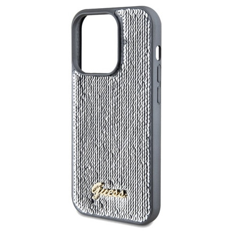 Оригинальный чехол Guess Sequin Script Metal для iPhone 14 Pro Max - silver