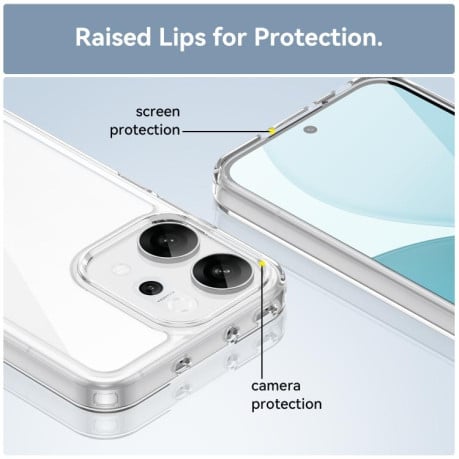 Противоударный чехол Colorful Acrylic Series с цветной силиконовой боковиной на OPPO Reno14 Global - прозрачный