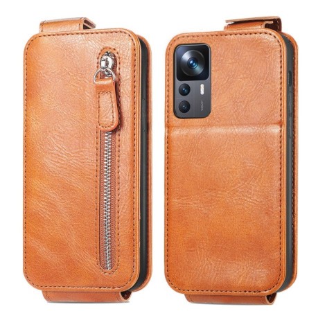 Флип-чехол Zipper Wallet для Xiaomi 12T / 12T Pro / Redmi K50 Ultra - коричневый