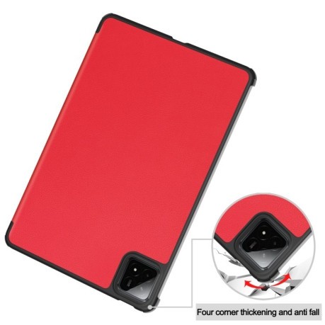 Чехол Custer Texture Three-folding Sleep/Wake-up для Xiaomi Pad 7 / 7 Pro- черный - красный