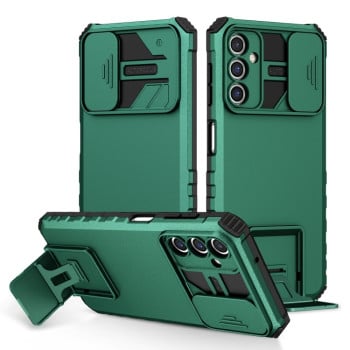 Противоударный чехол Stereoscopic Holder Sliding для Samsung Galaxy A14 5G - зеленый