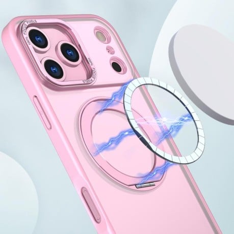Чехол kalebol с MagSafe и подставкой 360 Metal Ring Holder на iPhone 17 Pro - розовый