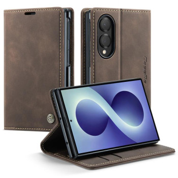 Чехол-книжка CaseMe-013 многофункциональный с кармашком на карт на Samsung Galaxy Fold8 5G — кофейный