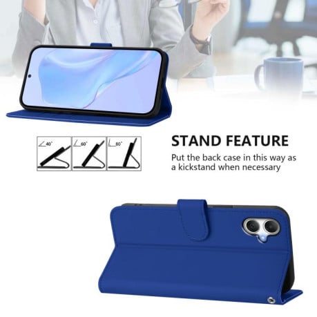 Чехол-книжка с мягким покрытием (Skin Feel) со шнурком на Samsung Galaxy A07 4G - синий