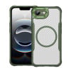 Ударозащитный чехол Carbon Fiber Texture MagSafe Translucent на iPhone 16e - зеленый