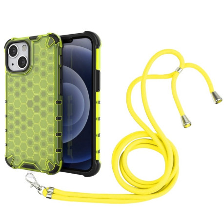 Протиударний чохол Honeycomb with Neck Lanyard для iPhone 13 mini - синій
