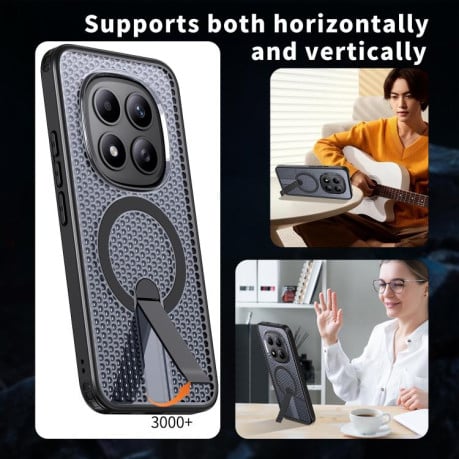 Чохол Honeycomb Cooling з сотами на охолодження, MagSafe та тримачем на Poco 8 Pro/Redmi Note 15 Pro+ — чорний