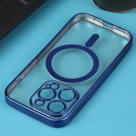 Противоударный чехол MagSafe Electroplating Straight для iPhone 14 Pro Max - синий