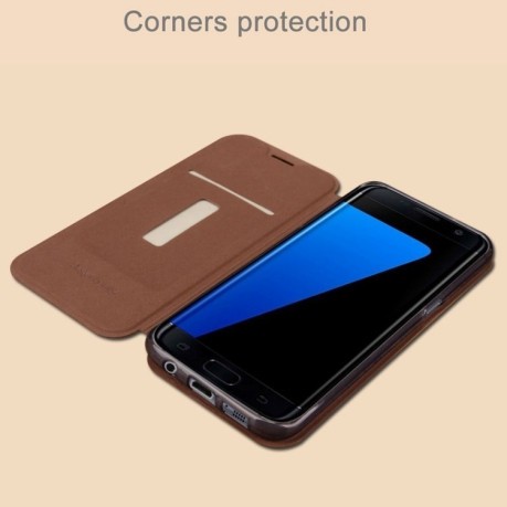 Кожаный чехол- книжка MOFI VINTAGE на Samsung Galaxy S7 Edge / G935  (Magenta)