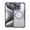 Ударозащитный чехол Carbon Fiber Texture MagSafe Translucent на iPhone 16 Pro Max - фиолетовый