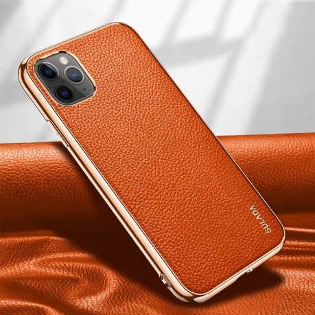 Чохол протиударний SULADA Litchi Texture для iPhone 11 Pro Max - помаранчевий