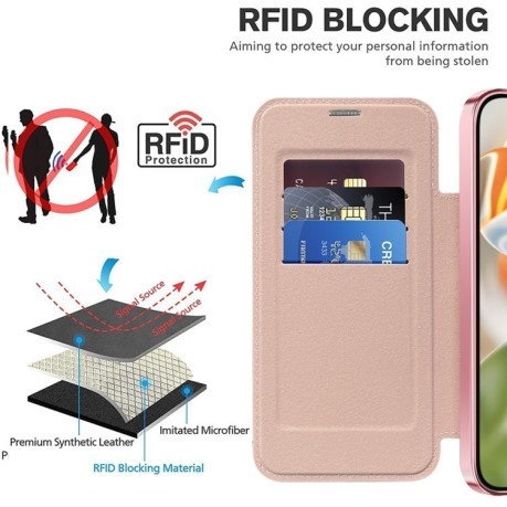 Чохол-книжка Shield MagSafe RFID Anti-theft Leather для Google Pixel 9 Pro XL - рожевий