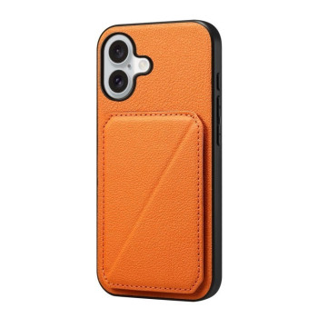 Чехол D04 Calf Texture Dual Card Slot Holder для iPhone 16 - оранжевый