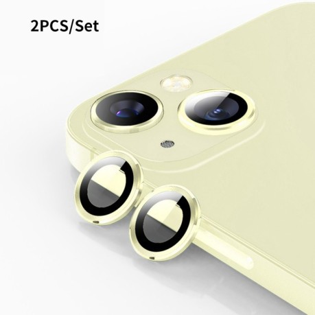 Защитное стекло на камеру ENKAY 9H Aluminium для iPhone 15 / 15 Plus - желтое
