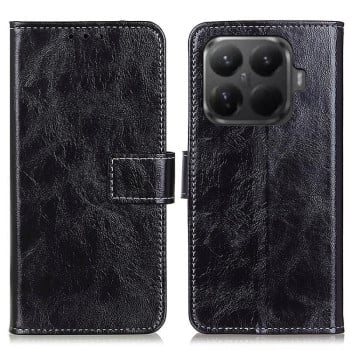 Чехол-книжка Magnetic Retro Crazy Horse Texture на Xiaomi 15T Pro 5G - черный