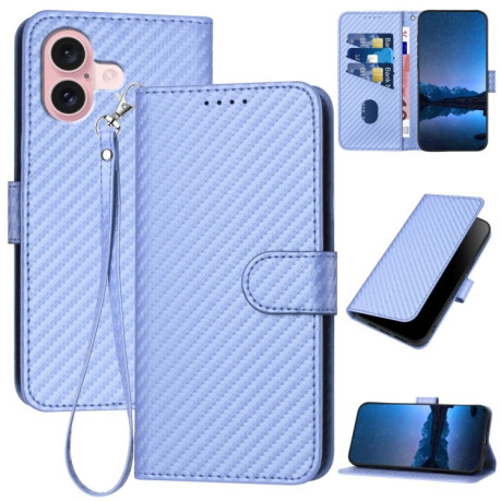 Чехол-книжка Carbon Fiber Texture на iPhone 16 - фиолетовый
