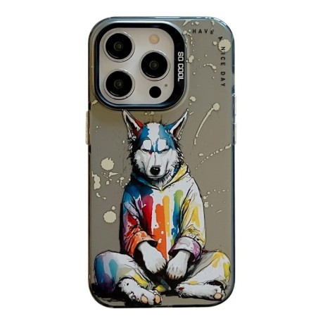 Чехол Animal Pattern Oil Painting Series для iPhone 15 Pro - Hoodie Dog
