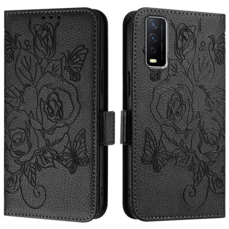 Чохол-книжка Embossed Rose RFID Anti-theft Leather для Vivo Y20/Y20i/Y20s/Y11s/Y12s - чорний