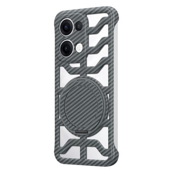 Чехол Hollow Carbon Fiber Rotating Bracket MagSafe для OPPO Reno13 Global - серый