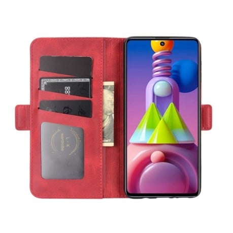 Чехол-книжка Dual-side Magnetic Buckle для Samsung Galaxy M51 - красный