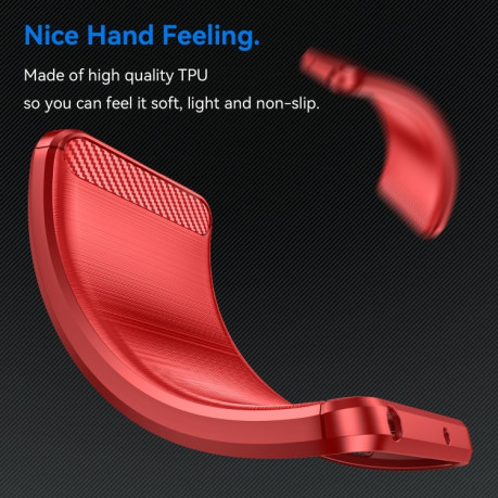 Противоударный чехол Brushed Texture Carbon Fiber на iPhone 15 Pro - красный
