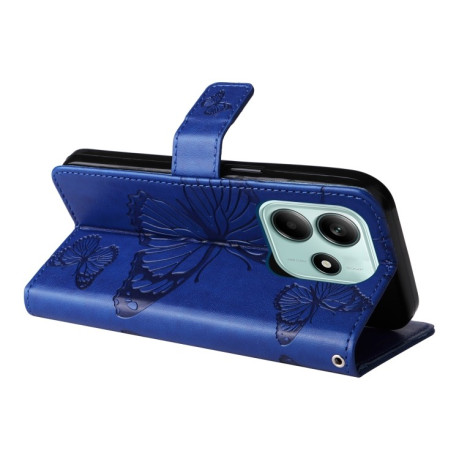 Чохол-книжка Embossed Butterfly для Xiaomi Redmi Note 14 5G/Poco M7 Pro 5G - синій