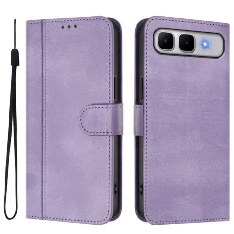 Чехол-книжка Line Splicing эко-кожа Ретро для Infinix Smart 10 Plus — фиолетовый