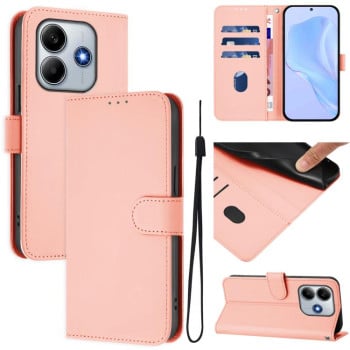 Чохол-книжка з м'яким покриттям (Skin Feel) зі шнурком на Xiaomi Poco M7 Pro 5G - рожевий