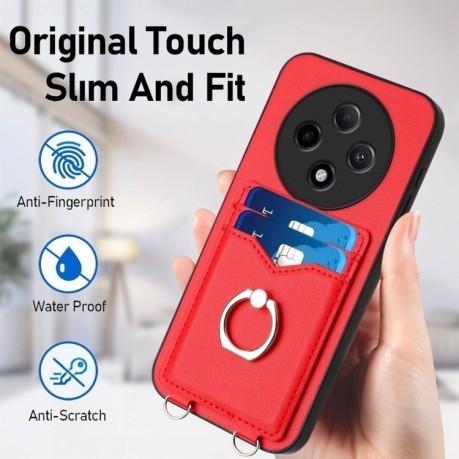 Чохол протиударний R20 Ring Card Holder для OPPO A3 Pro 5G - червоний