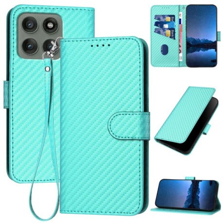Чехол-книжка Carbon Fiber Texture на Motorola Edge 60 Pro - голубой
