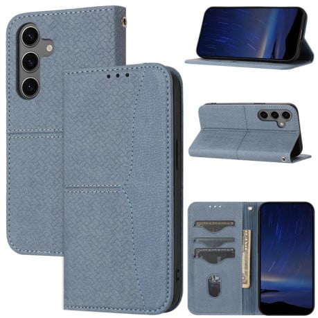 Чехол-книжка с фактурой “плетение” Woven и декоративной строчкой Stitching на Samsung Galaxy S25 FE 5G - серый